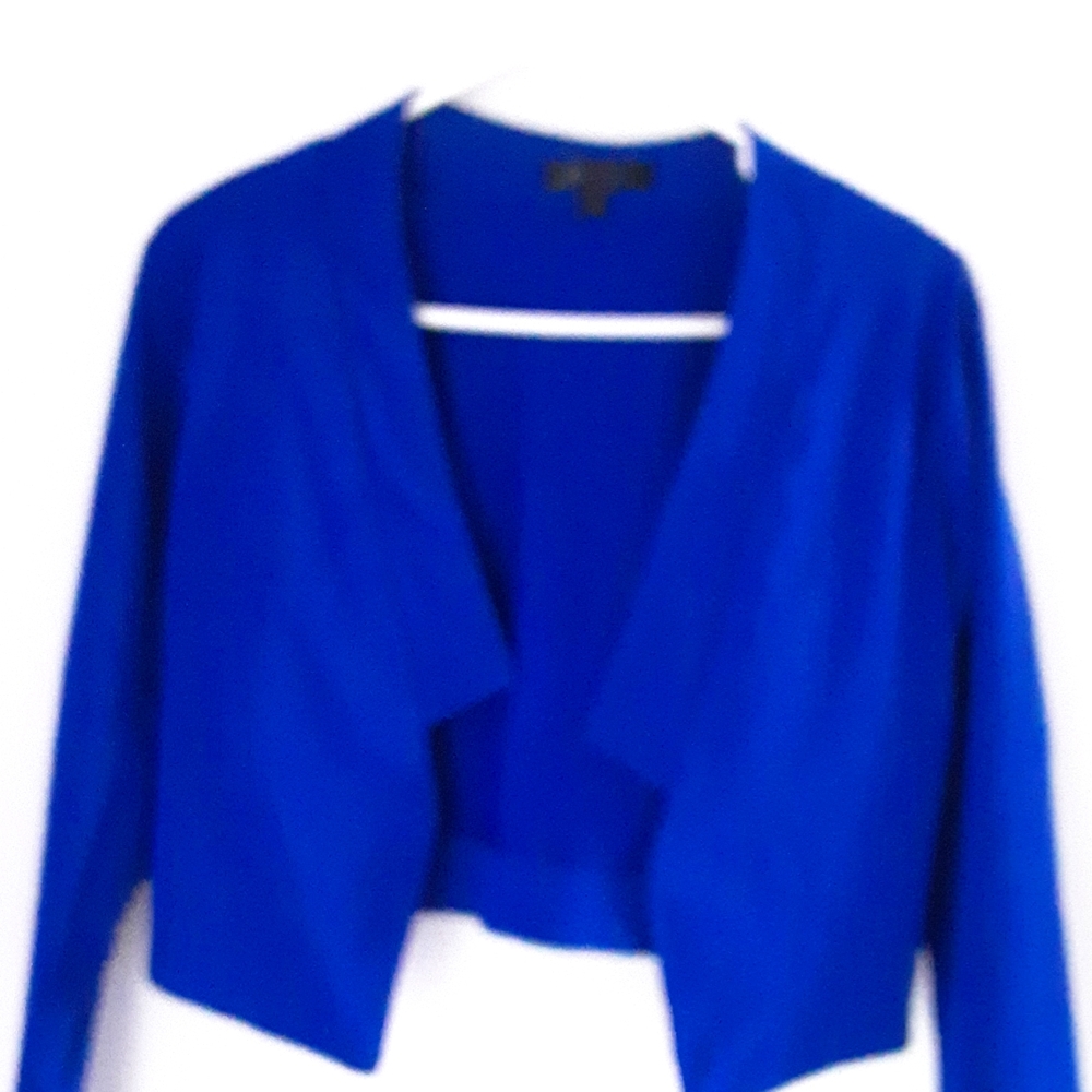 Cropped jacket royal blue, size 12.